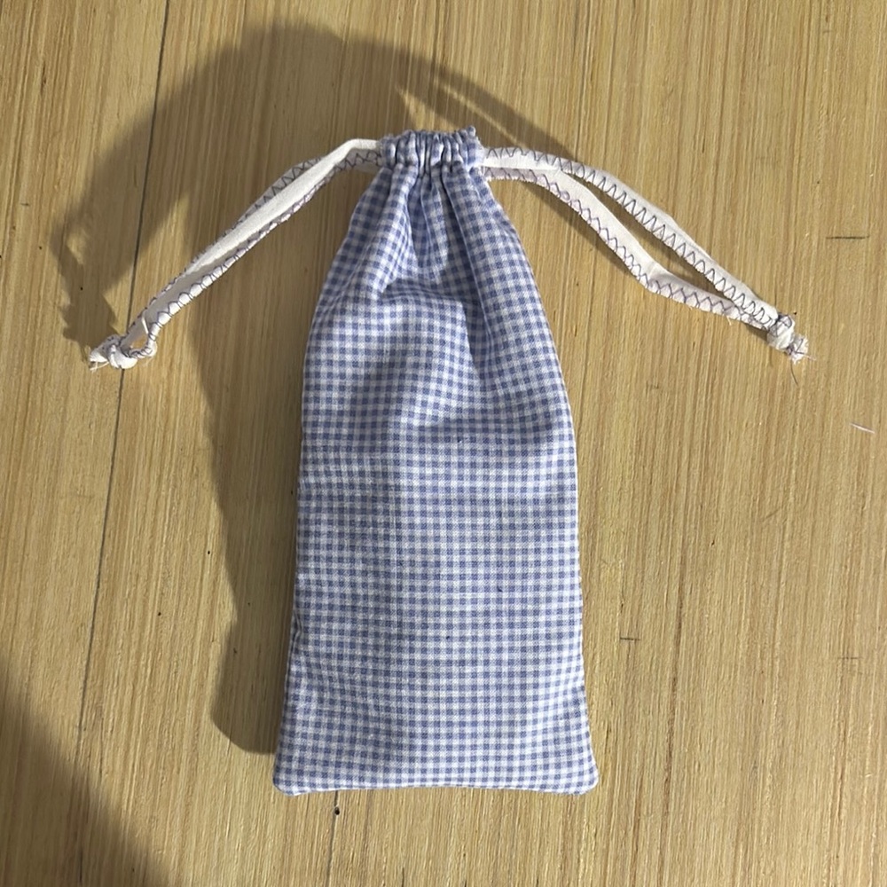 Blue Gingham Drawstring Case